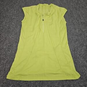 Athleta Running Tank Vest Fits‎ Medium (No Tag) Green Yellow Half Zip Pockets